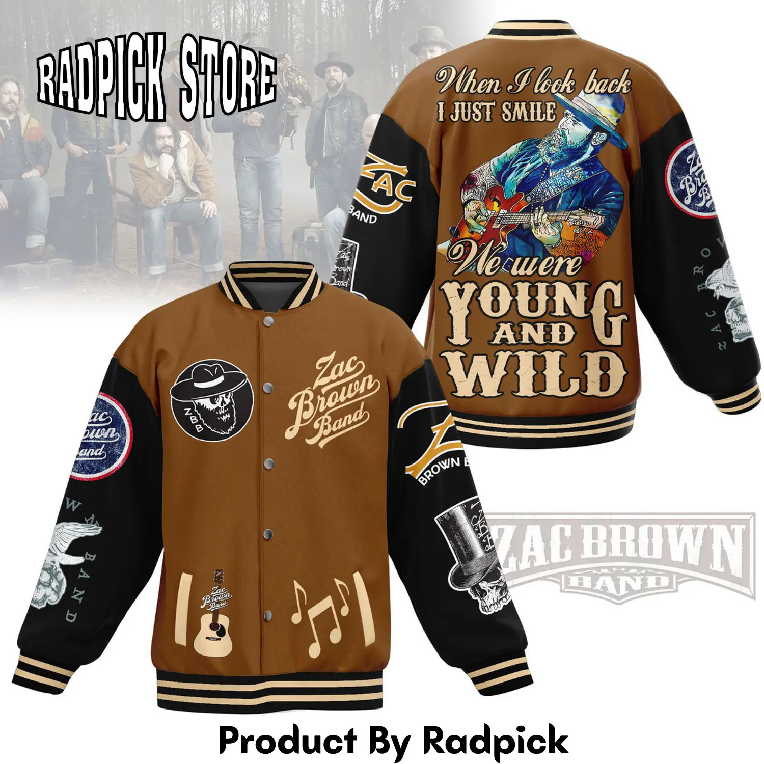Radpick zac brown new bomber baseball jacket for fan rp0014